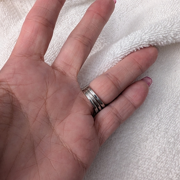 White Gold Moissanite 3 Piece Wedding Ring Set Size 5.5 - Picture 7 of 8